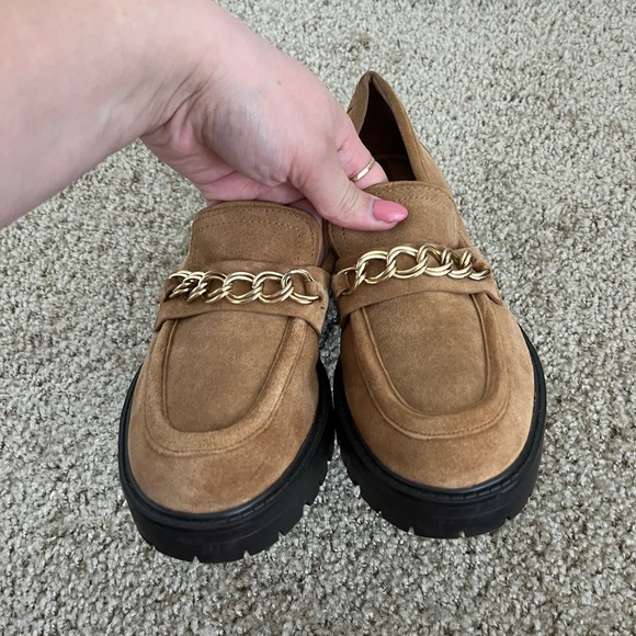 Sam Edelman Suede Leather Lug Sole Chunky Heel Taelor Loafers - Picture 3 of 6